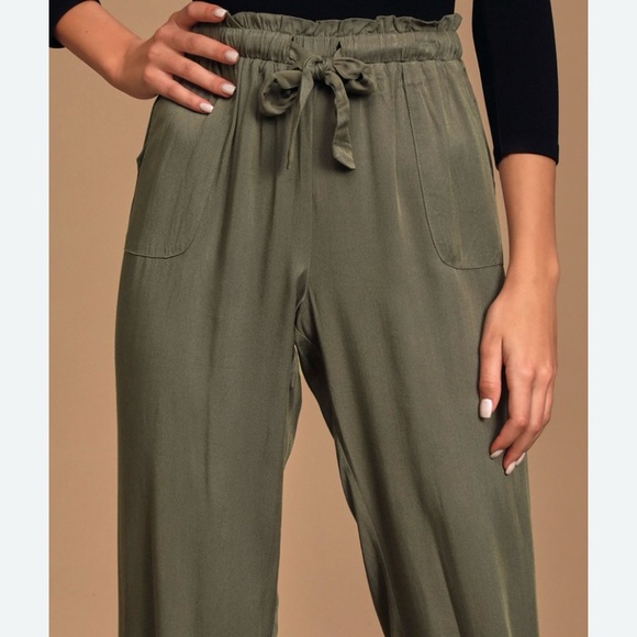 Know One Cares Pants - Nordstrom Know One Cares Women's Wide Leg  Paperbag Pants Belt Green Small
